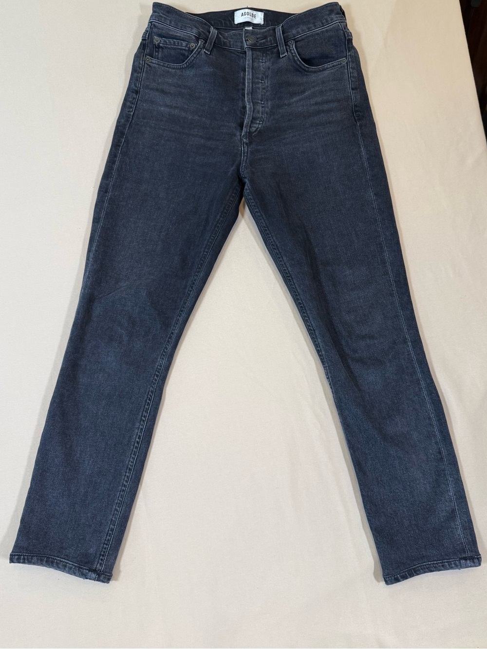 Agolde Nico Slim Straight Jeans in Washed Black, size 26.